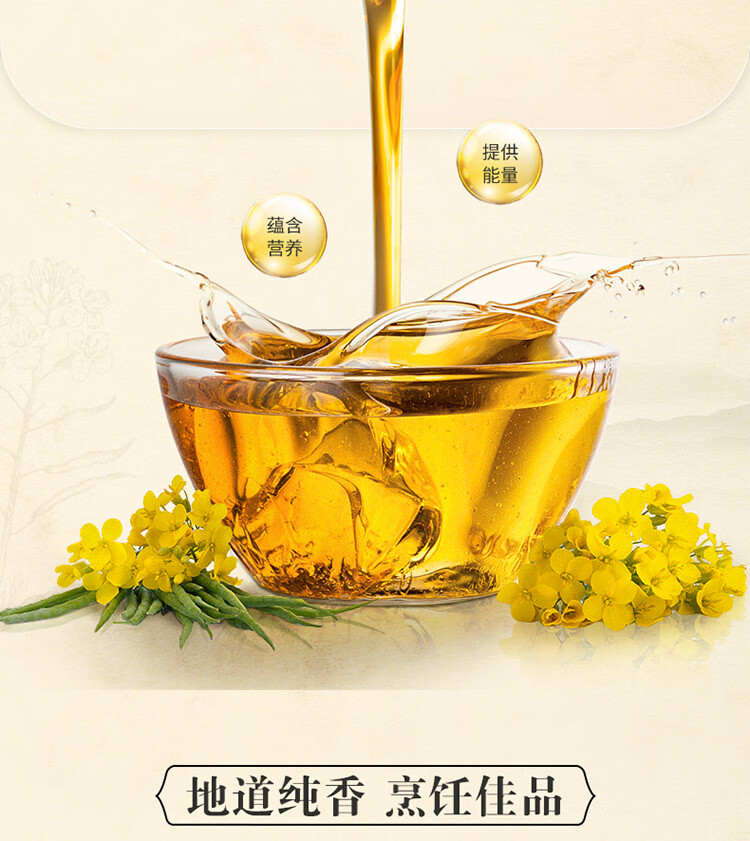 金龙鱼压榨本香菜籽油5L