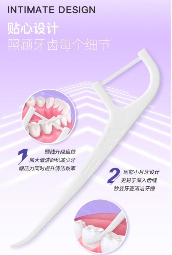 舒客牙线棒50支*3盒彩色坚韧扁线牙签洁齿牙缝方便携随身盒