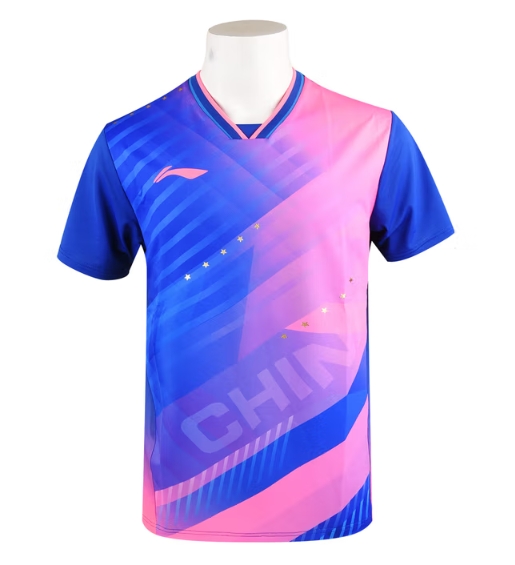 李宁（LI-NING）乒乓球服装男款女款国家队同款短袖运动比赛服037-4 梦幻蓝