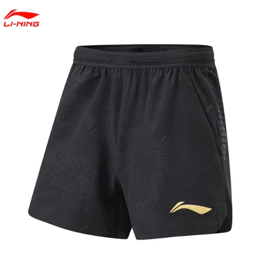 李宁（LI-NING）乒乓球服运动短裤速干透气比赛服运动裤047-1黑色
