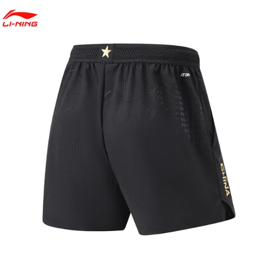 李宁（LI-NING）乒乓球服运动短裤速干透气比赛服运动裤047-1黑色
