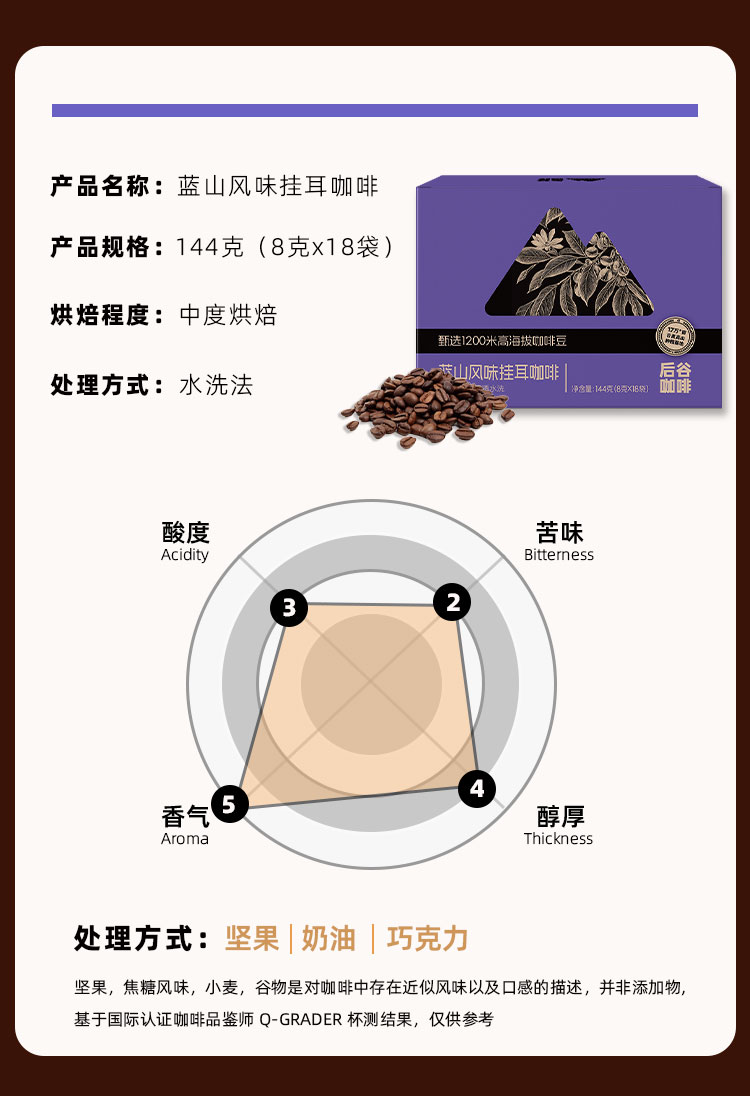 后谷新挂耳-蓝山8g*18袋（包邮到下单地址）