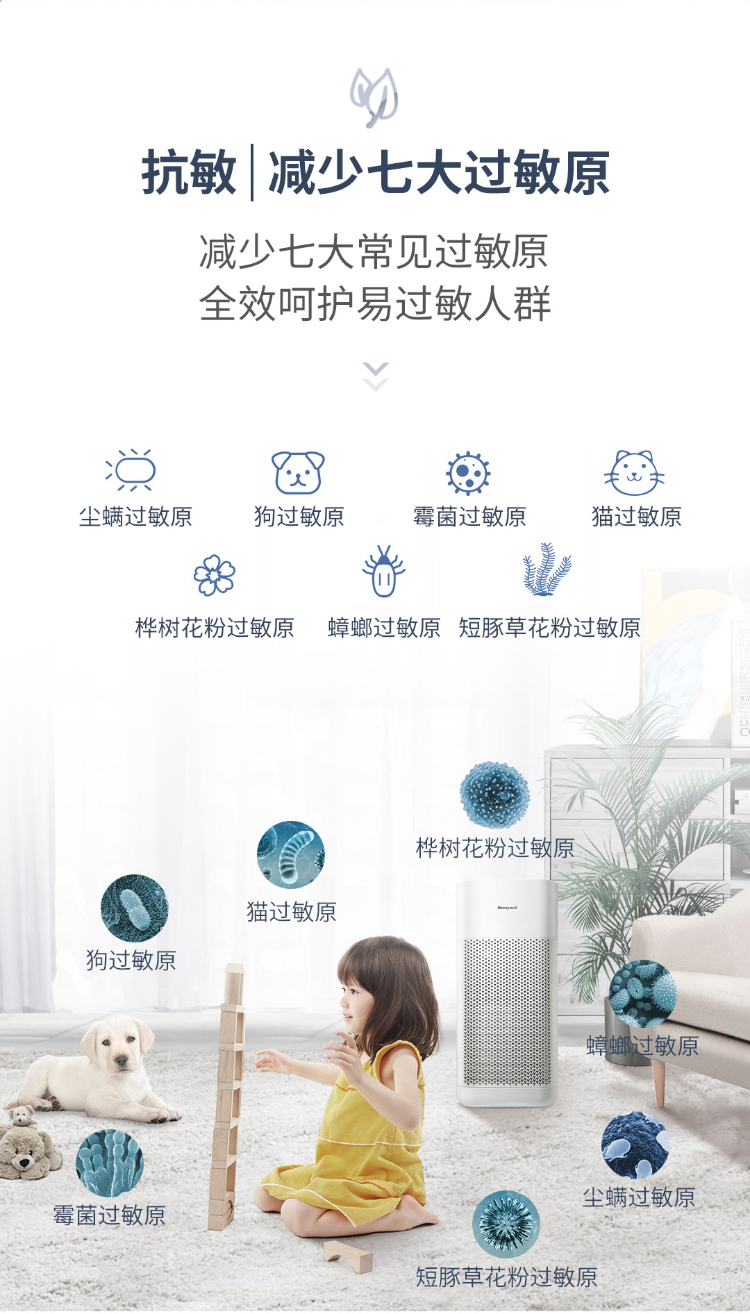 霍尼韦尔（Honeywell）空气消毒机 卫健委备案UV消杀甲流病毒除细菌 过滤过敏原 室内家用除甲醛除尘净化机器KJ620F-J22S 净化器