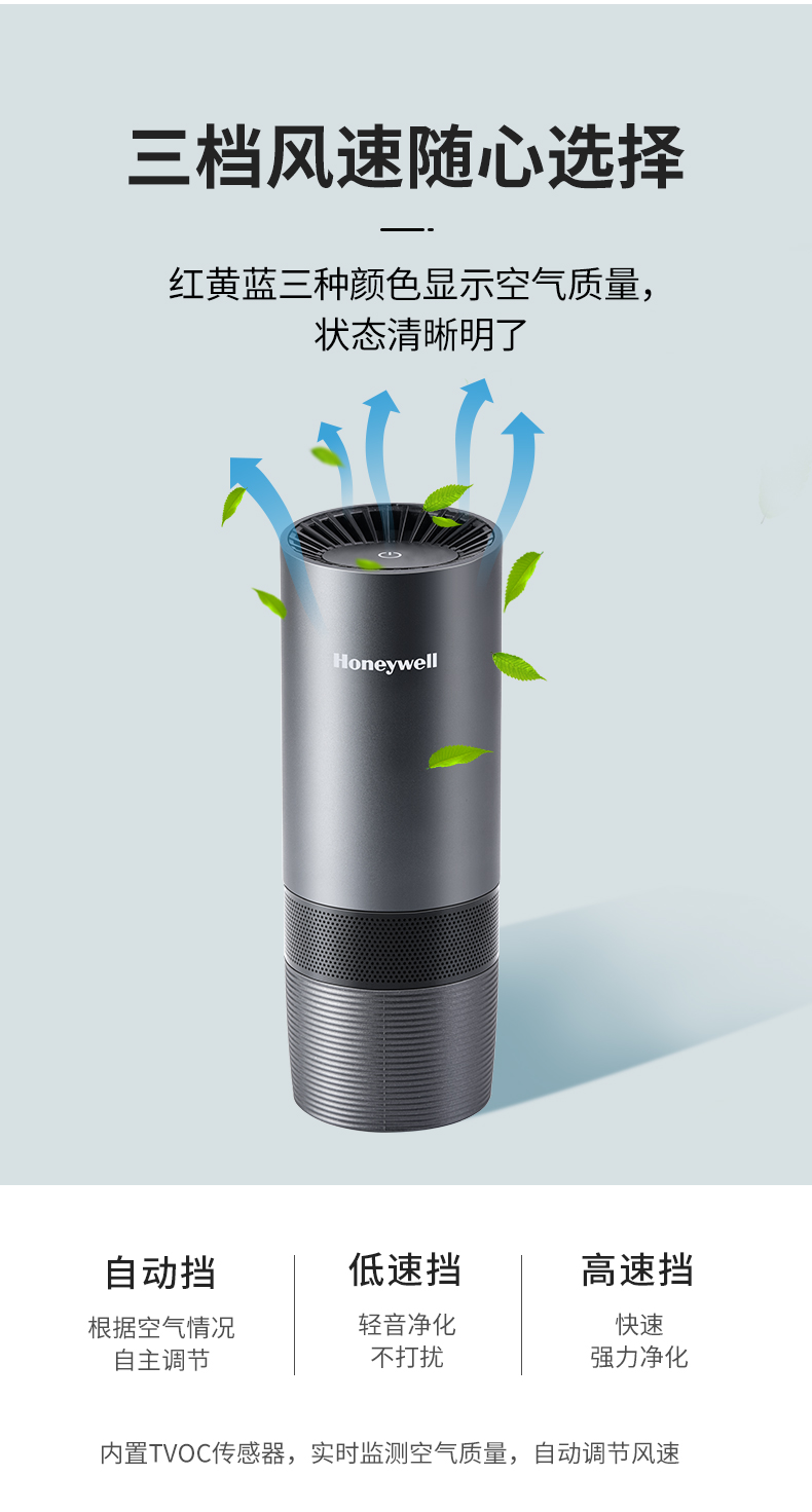 霍尼韦尔（Honeywell）车载净化器 车用负离子过滤灰尘去除异味除菌空气过滤净化器HWC05 净化器