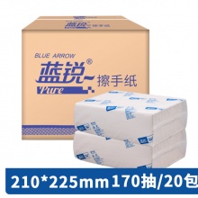 蓝锐 擦手纸 LC07-08 225*210mm*37g 单层 170抽/包 20包/箱