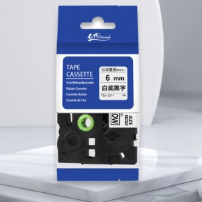 E代兄弟标签色带TZe-Z211带芯6mm白底黑字适用PT-E115B