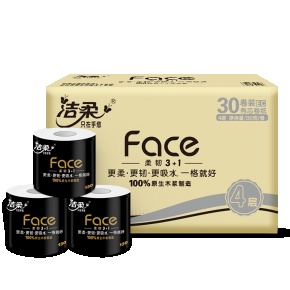 BJ206-30E洁柔卫生纸(Face黑有芯)130g4层(30卷装)(电商专供)